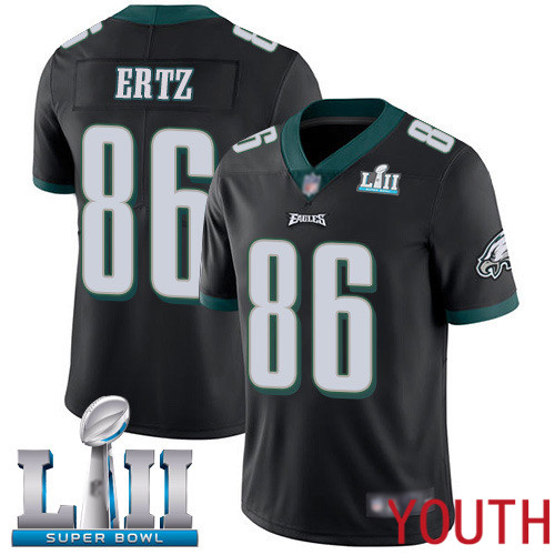 Youth Philadelphia Eagles 86 Zach Ertz Black Alternate Vapor Untouchable NFL Jersey Limited Player Super Bowl LII Football